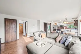 Down the hall and to the right is the half bath