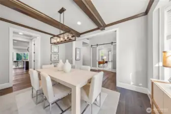 modern farmhouse,  architectural beam accents and abundant natural light
