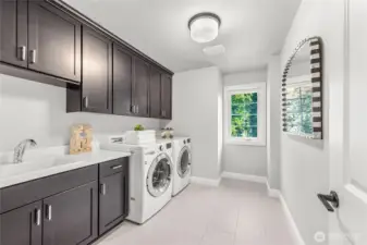 Laundry room with built in cabinets
