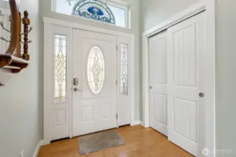 Coat closet placed conveniently inside front entrance