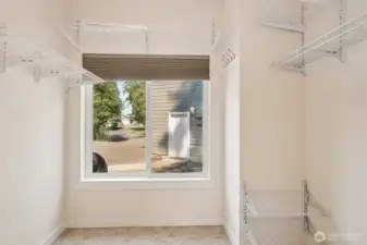Walk-in closet off bathroom in second ensuite features "natural lighting" if you desire