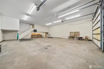 Shop interior upstairs offers finished storage or more office space