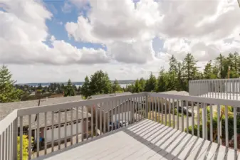 The deck off the dining room. Views of Sinclair Inlet, Mt Rainier and on clear days the city.