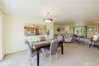 Dining room open to the kitchen and living room.