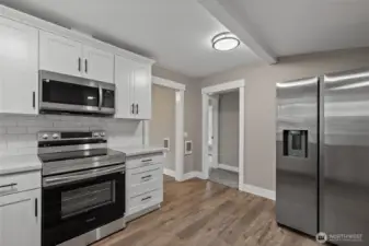 All new cabinets and quartz counters