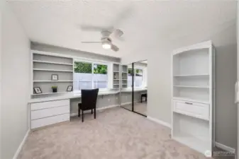 Guest room with built-in desk