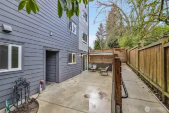 Ramp access from the secured gate to your private patio and front door.