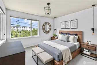 Note virtually staged guest bedroom.