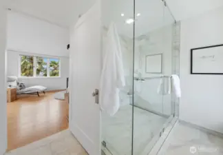 Extra large walk-in shower with heated floors too!
