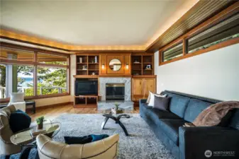 Gas fireplace on the main level