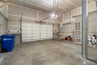 Two car garage with extra storage space
