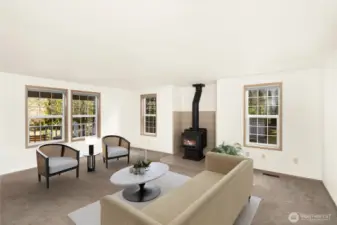 Living room virtually staged.