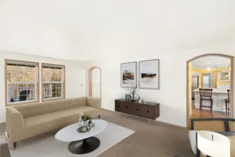 Living room virtually staged.