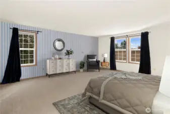 Primary bedroom virtually staged.