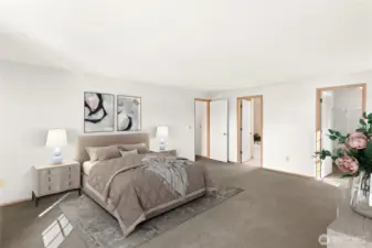 Primary bedroom virtually staged.