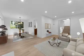 Virtually Staged from Living Room to Dining Area