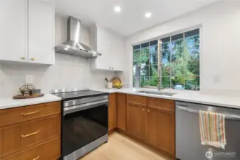 Picture window to backyard and deck.