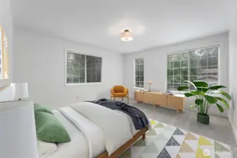 Enter the Vrtually Staged Primary Bedroom Upstairs