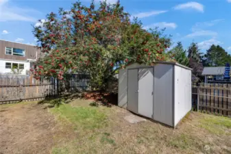 Outbuilding in back with opening gate off alley