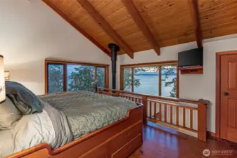 guest house bedroom has stunning views from all rooms and a private deck