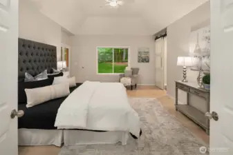 Double doors lead to Primary suite with LVP floors.