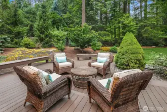 Beautiful landscaping in private back yard.