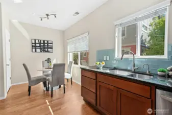 Kitchen opens to Dining