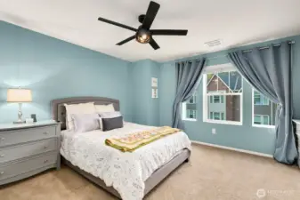 Primary bedroom with brand new fan installed