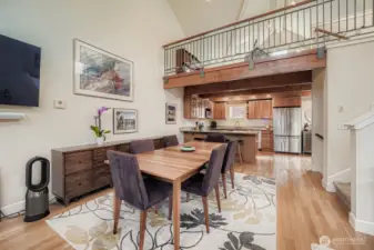 Dining room with upper loft area
