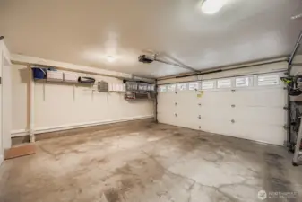 Two car garage fits a truck and four door car.