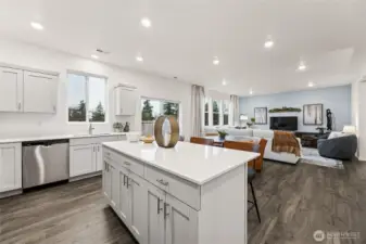 Very open concept design brings everyone together. Actual home is under construction and colors, materials, and finishes may vary. See site agent for details.