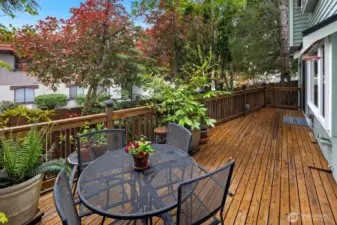 Large back deck great for relaxing or entertaining guests.