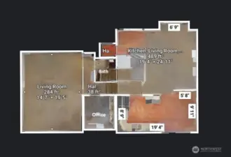 Floor plan of lower levels with dimensions; see Matterport video