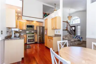 Open cathedral ceilings make it easy to communicate and for air to circulate, especially with ceiling fans.