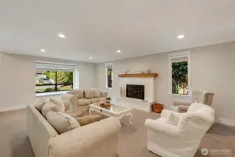 Fireplace with gas line.