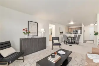 Another view of the open living/dining area