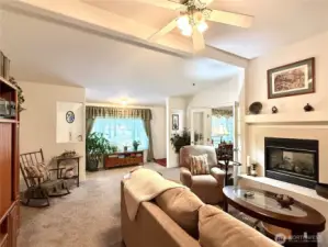 Formal Living Room with Double-Sided Propane Fireplace