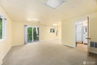 LARGE room with slider, leading to rear yard and deck. (photo edited)