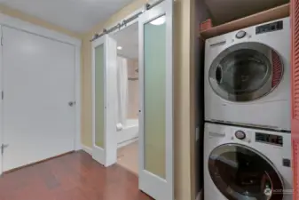 Custom built-in space for the washer and ventless dryer.