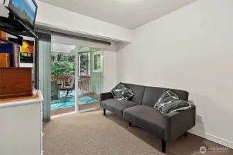 Third bedroom with access to back deck.