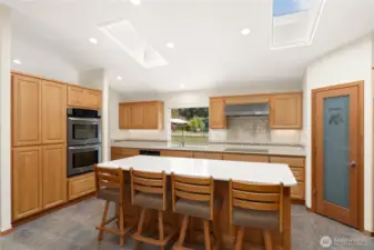Lots of storage and a double oven in the kitchen.
