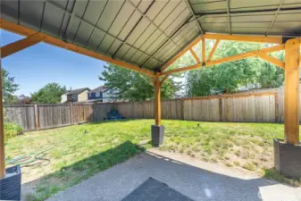 Covered gazebo interior showing outdoor entertaining potential