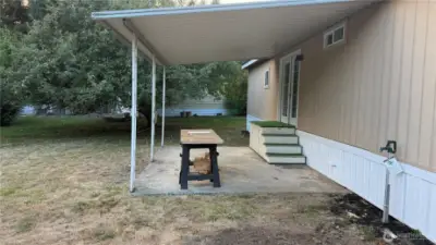 Side view of back patio