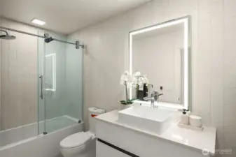 Guest bath with daylight mirror