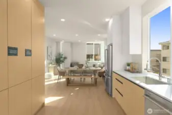 Notice wall of cabinets providing plenty of storage