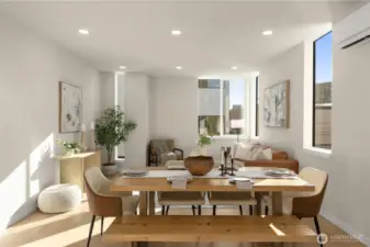 Dining space comfortably seats 8