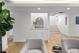 A versatile beverage bar ready to be transformed into a coffee bar, wine bar, or a custom creation all your own.