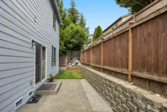 Private backyard space with patio.