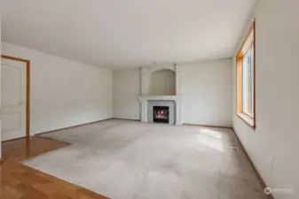 Spacious Family room with gas fireplace