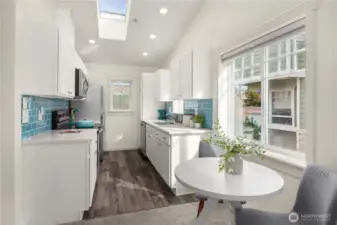A convenient dining area sits just off the kitchen.